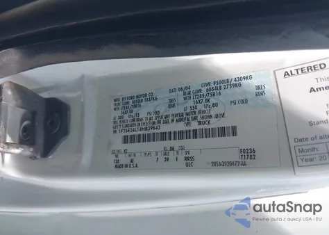 2004 Ford E-350 Super Duty из США, поврежденный, VIN 1FTSE34L14HB39643